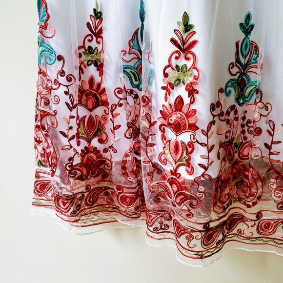 Sucrefas | NWT Red Demask Tulle Embroidered Dress - Picture 7 of 8